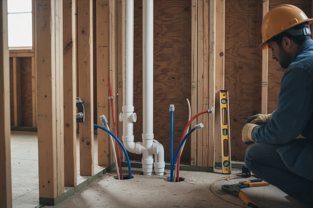 Drain and supply rough-in during Drain Cleaning in Chatsworth