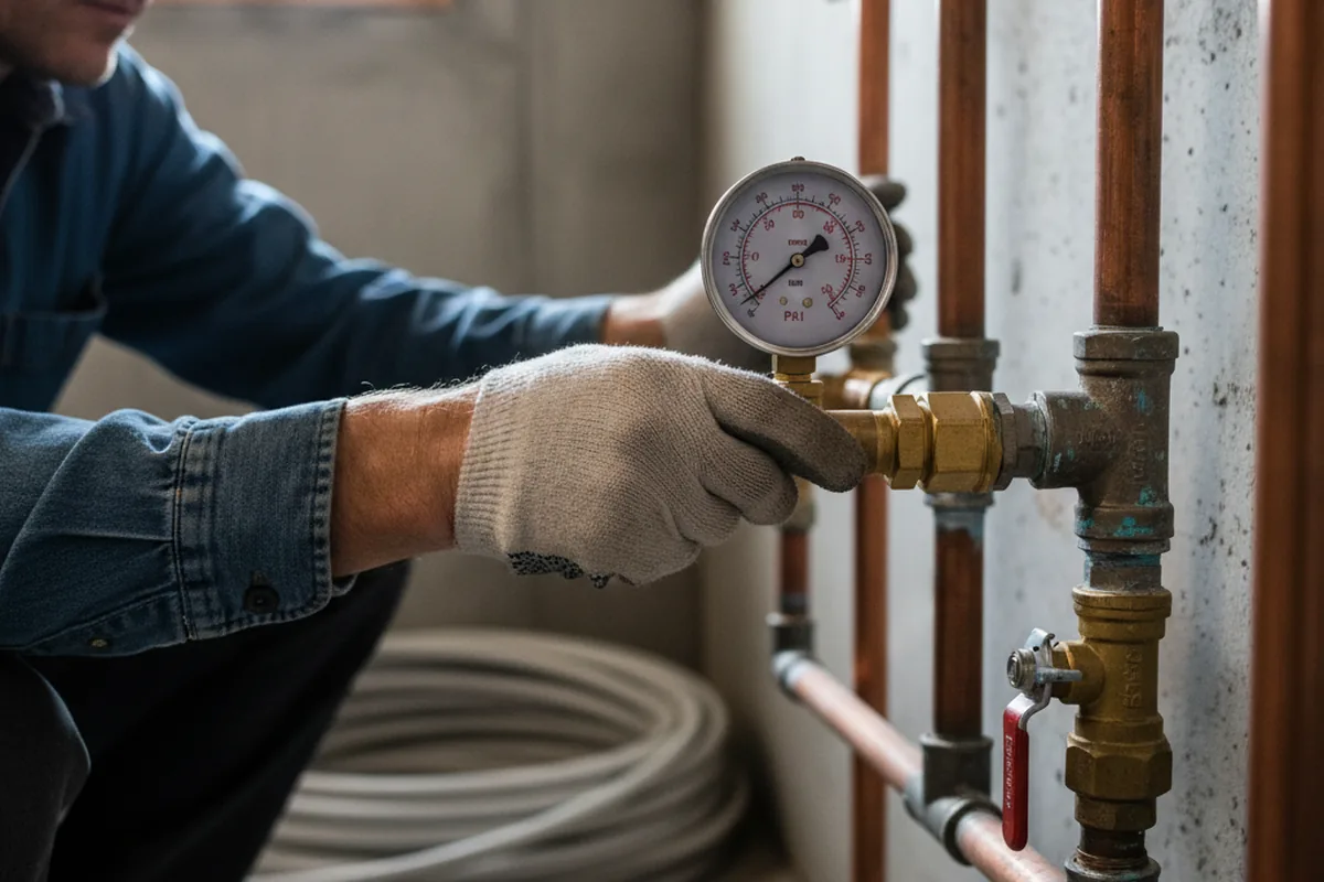 Pressure testing a repaired line during Water Line Repair in Chatsworth